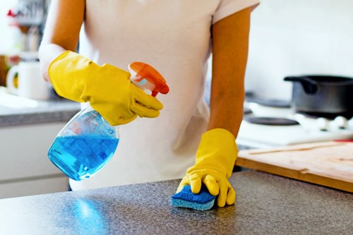 Cleaner using specialist products during a deep clean