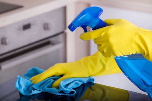 Supervisor reviewing safety procedures before cleaning starts